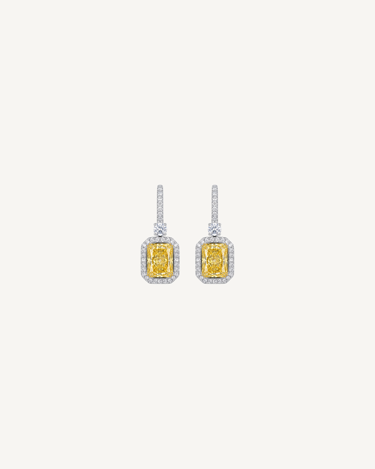 Yellow Baguette Drop Earrings product image on Oyster Silk background