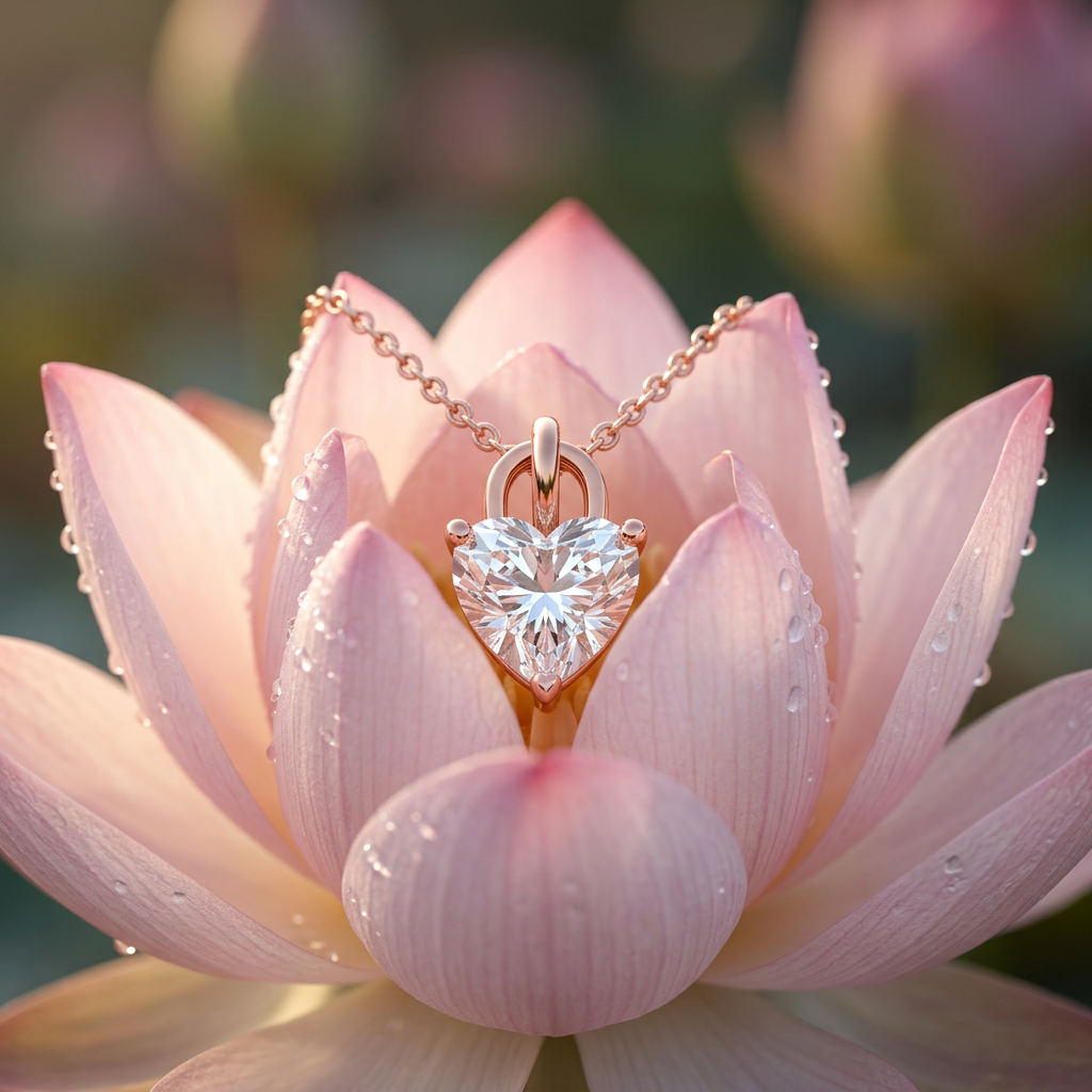 Luxury Diamond Necklace in Rose Gold Band