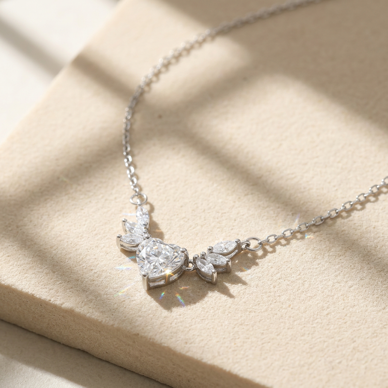Sterling silver lab-grown diamond heart pendant necklace, a Raksha Bandhan jewellery gift for a sister