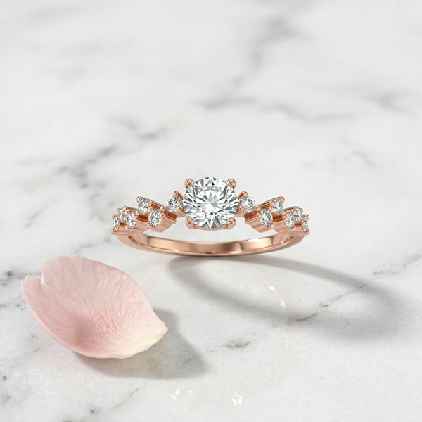 Rose gold lab-grown diamond ring styled for both Indian ethnic and western everyday outfits