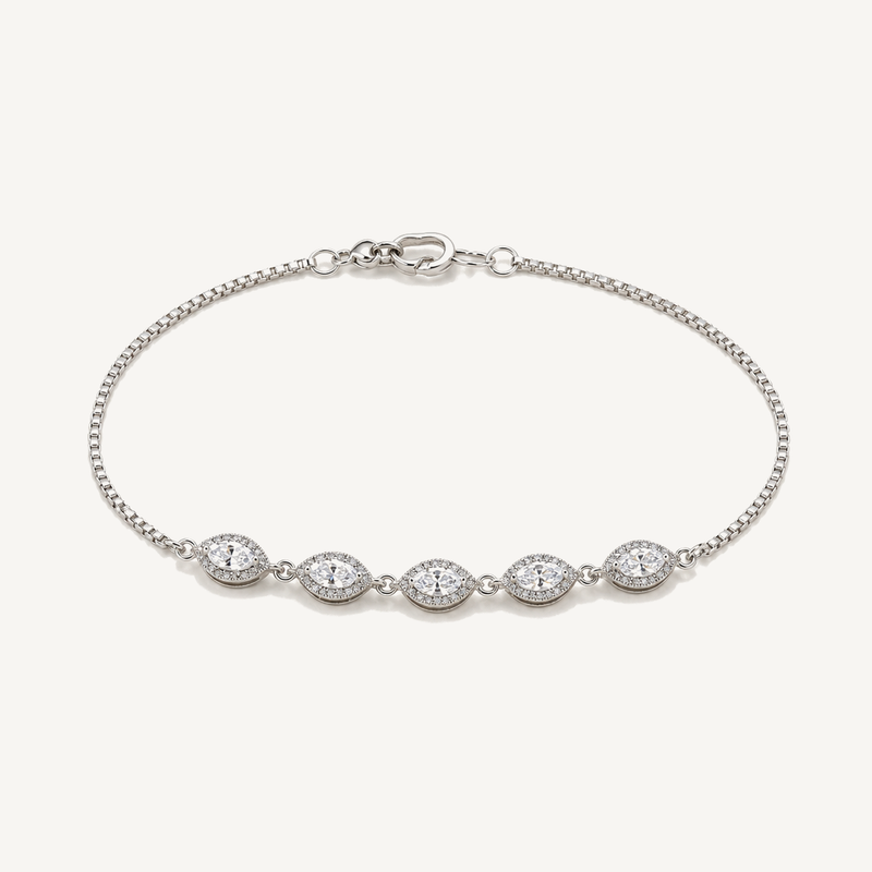 A slim sterling-silver diamond line bracelet, the lighter every day relative of a classic tennis bracelet.