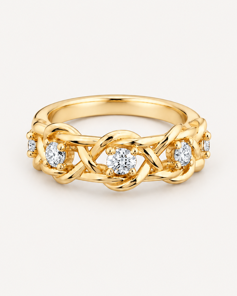 Rings collection: Blue Wave Ring worn by a model