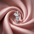 An elegant statement ring featuring a symmetrical butterfly motif, beautifully composed of light-reflecting pear and round-cut lab grown diamonds on refined, pavé-lined shoulders.