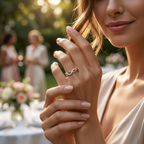 A luxury hand stack anchoring an interlaced silver diamond infinity ring with minimal companion bands.