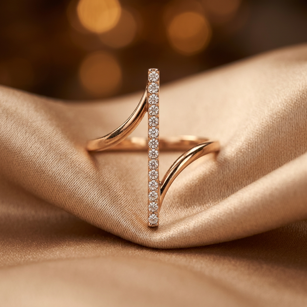 A yellow gold structural ring with a central geometric axis band that pivots smoothly within an outer frame.