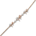 Front view of an elegant lab-grown diamond rose gold ribbon bracelet crafted in premium gold.