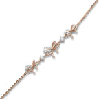 Front view of an elegant lab-grown diamond rose gold ribbon bracelet crafted in premium gold.