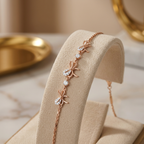 Rose Gold Diamond ribbon bracelet, illustrating its elegant drape.