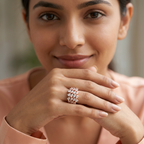 An elegant rose gold flower cluster ring