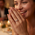 Side profile view showcasing the elevated multi-dimensional wings of a rose gold butterfly gemstone ring.