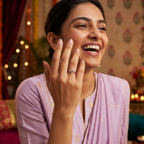 Side profile highlighting the sharp silhouette and light catching tiered arrangement of a gold cluster statement ring.
