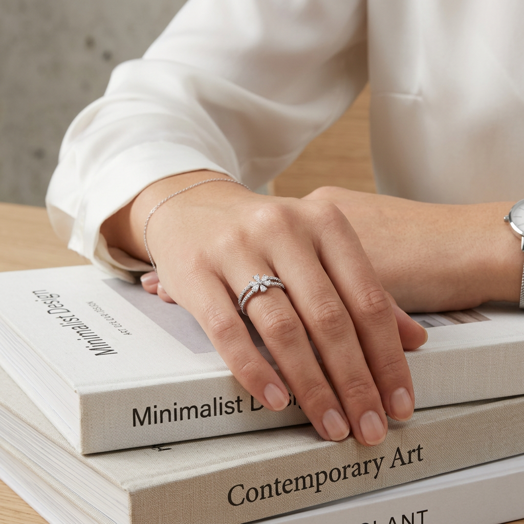 Side view showing the architectural dome height and dimensional layers of the gold celestial starburst ring.