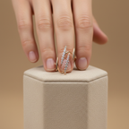 edgy thorn design ring, showcasing the intricate layout of brilliant pave-set lab grown diamonds along its unique geometric profile.