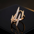 An architectural thorn ring crafted with brilliant pave set lab grown diamonds, showcasing a sharp and statement-making geometric design for women.