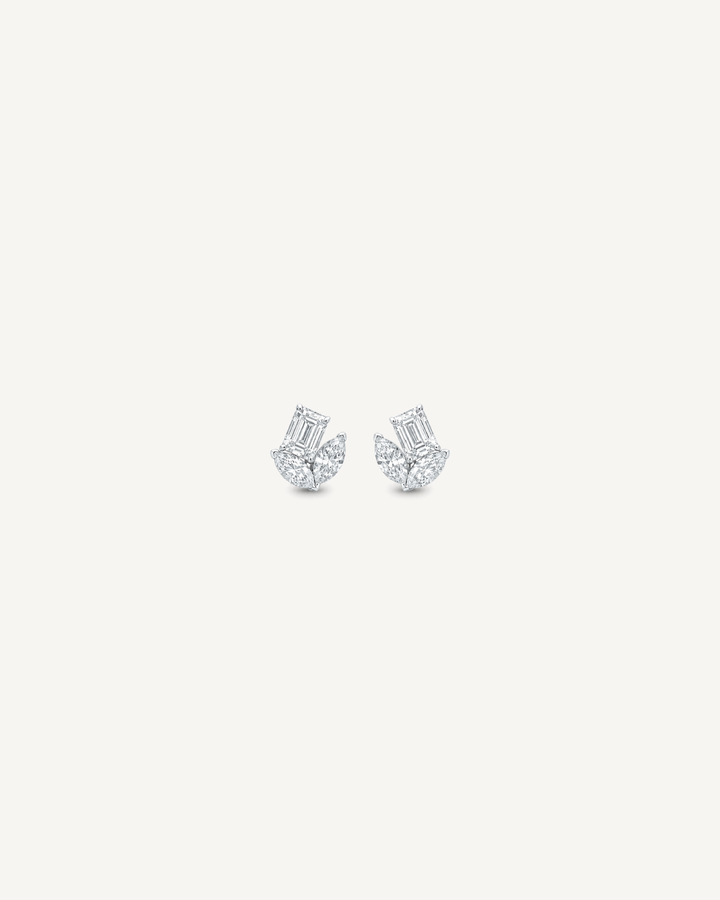 Baguette Fan Studs product image on Oyster Silk background