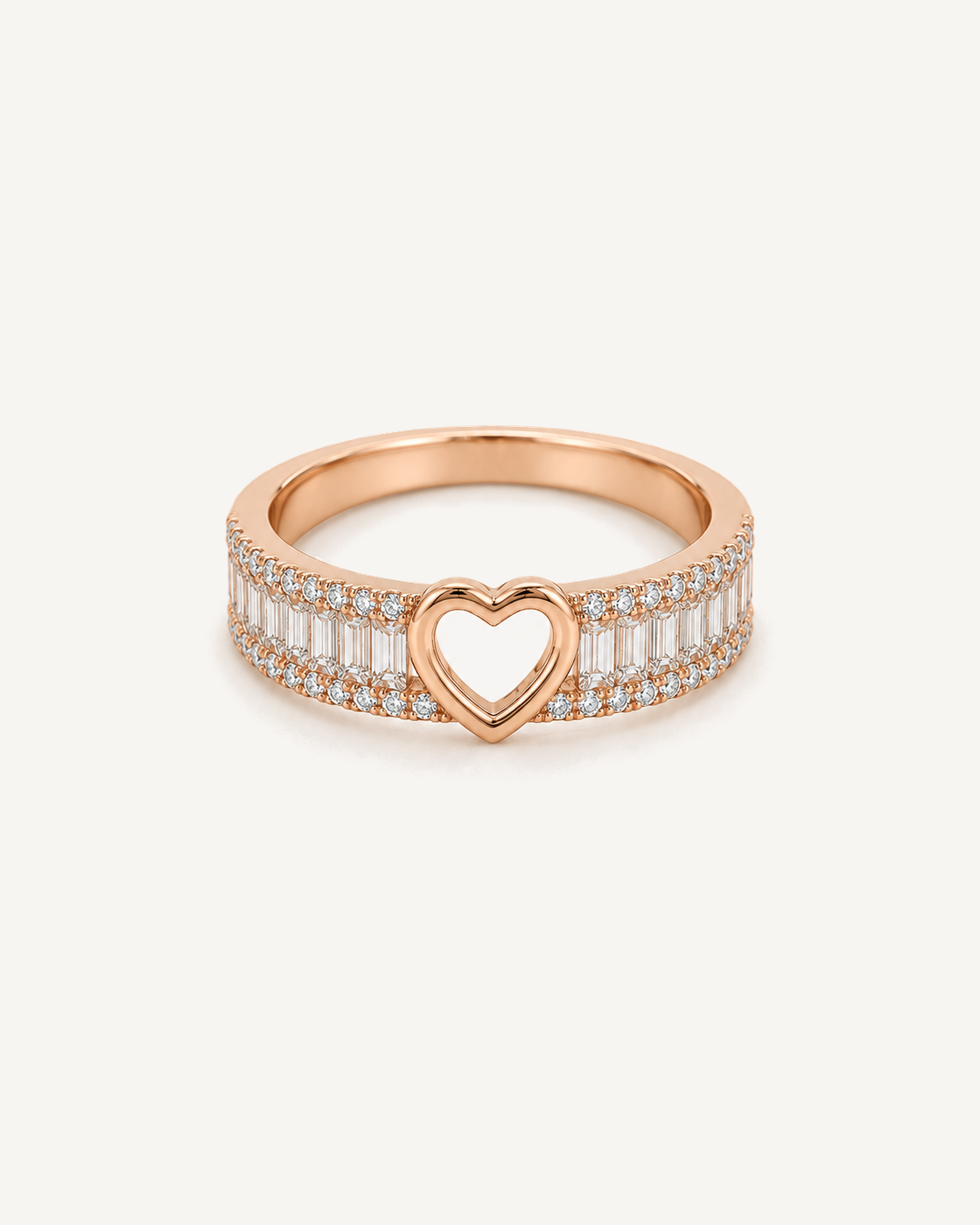 Baguette Heart Ring product image on Oyster Silk background