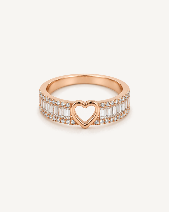 Baguette Heart Ring product image on Oyster Silk background