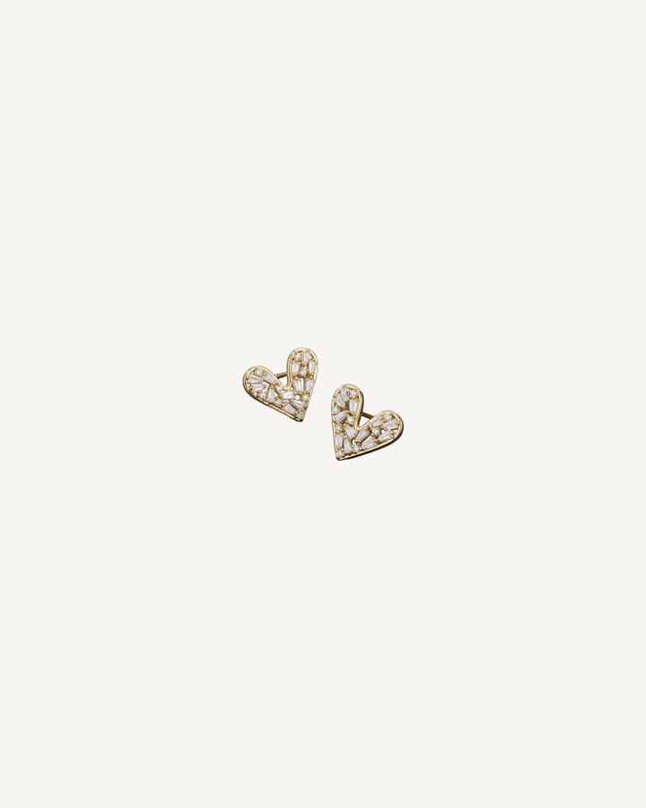 Baguette Heart Studs product image on Oyster Silk background