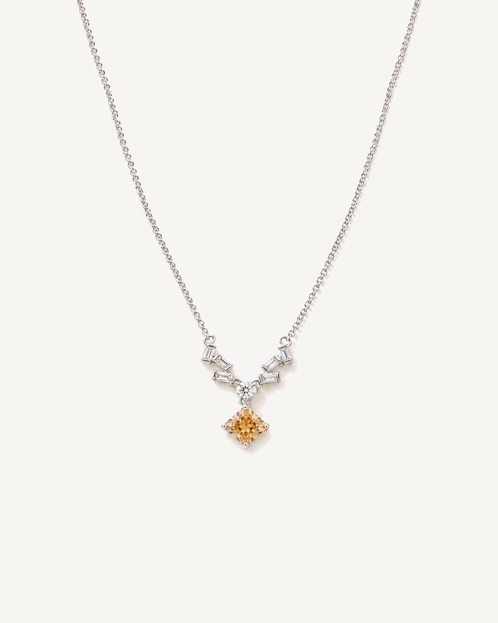 Baguette Square Necklace product image on Oyster Silk background
