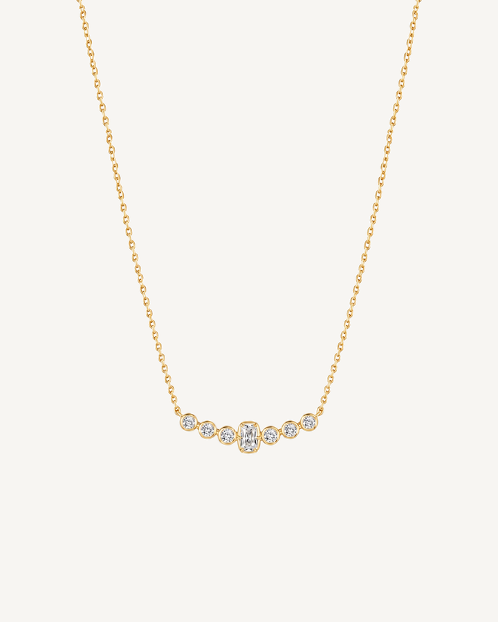 Baguette Station Necklace product image on Oyster Silk background
