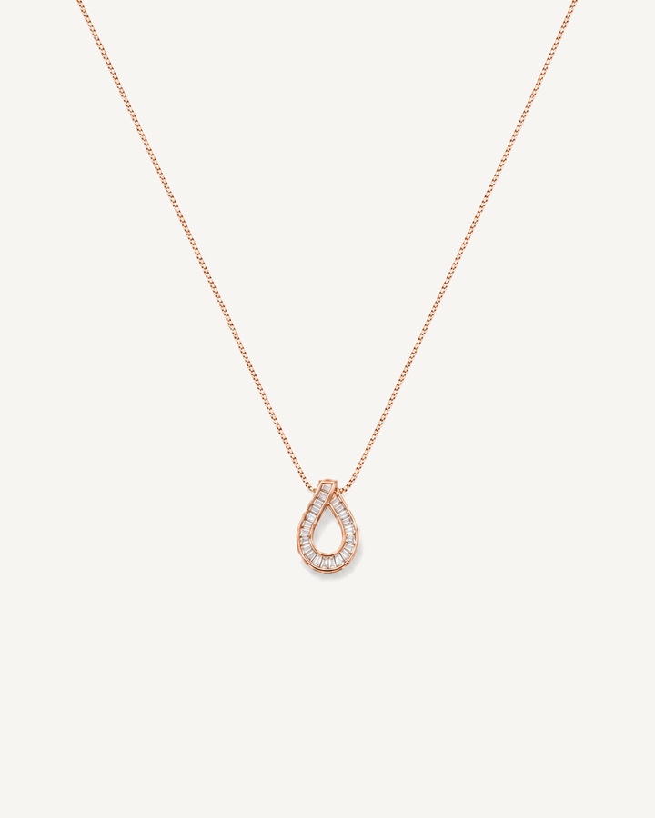 Baguette Teardrop Necklace product image on Oyster Silk background