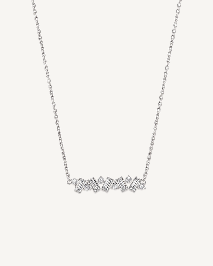 Baguette Zigzag Necklace product image on Oyster Silk background