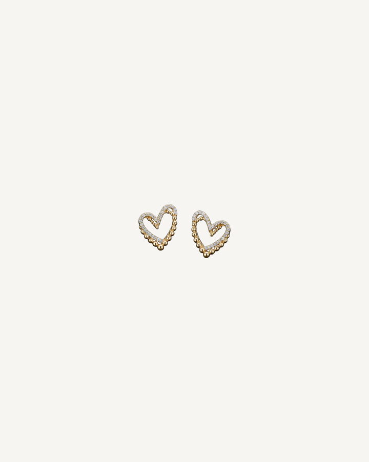Beaded Heart Studs product image on Oyster Silk background