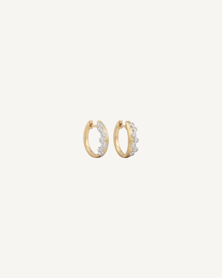 Bezel Pavé Hoops product image on Oyster Silk background