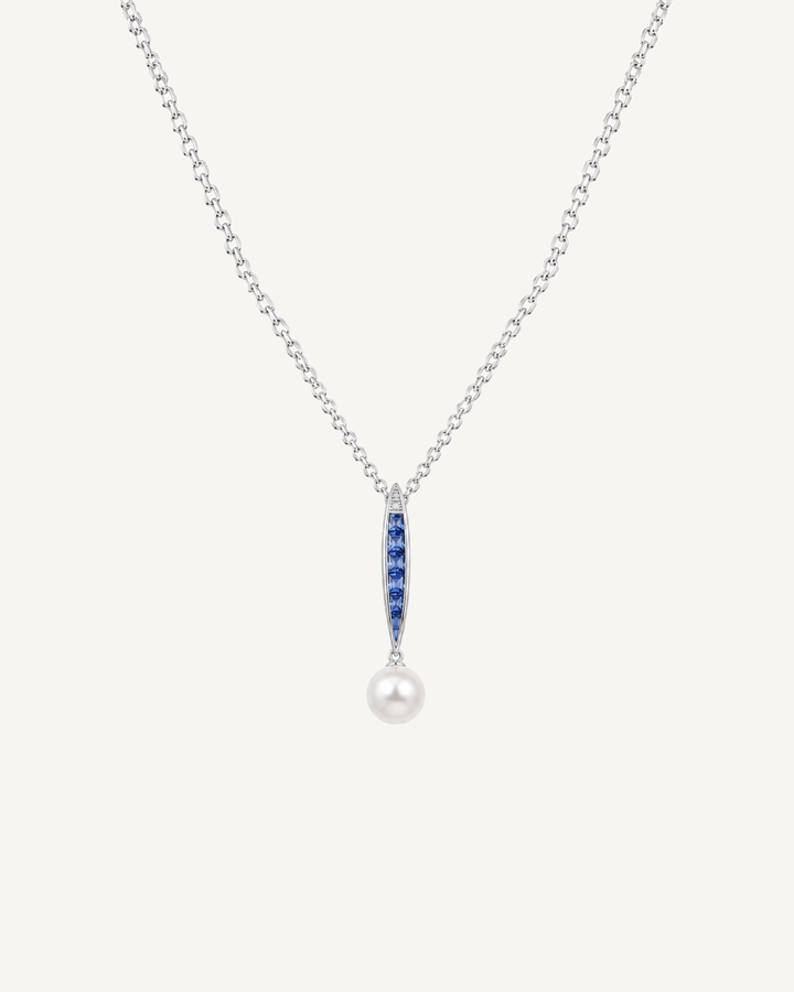 Blue-Bar Drop Necklace product image on Oyster Silk background