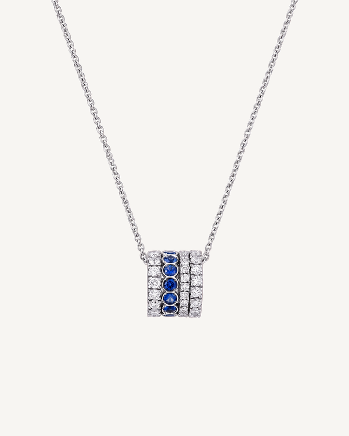Blue Barrel Necklace product image on Oyster Silk background