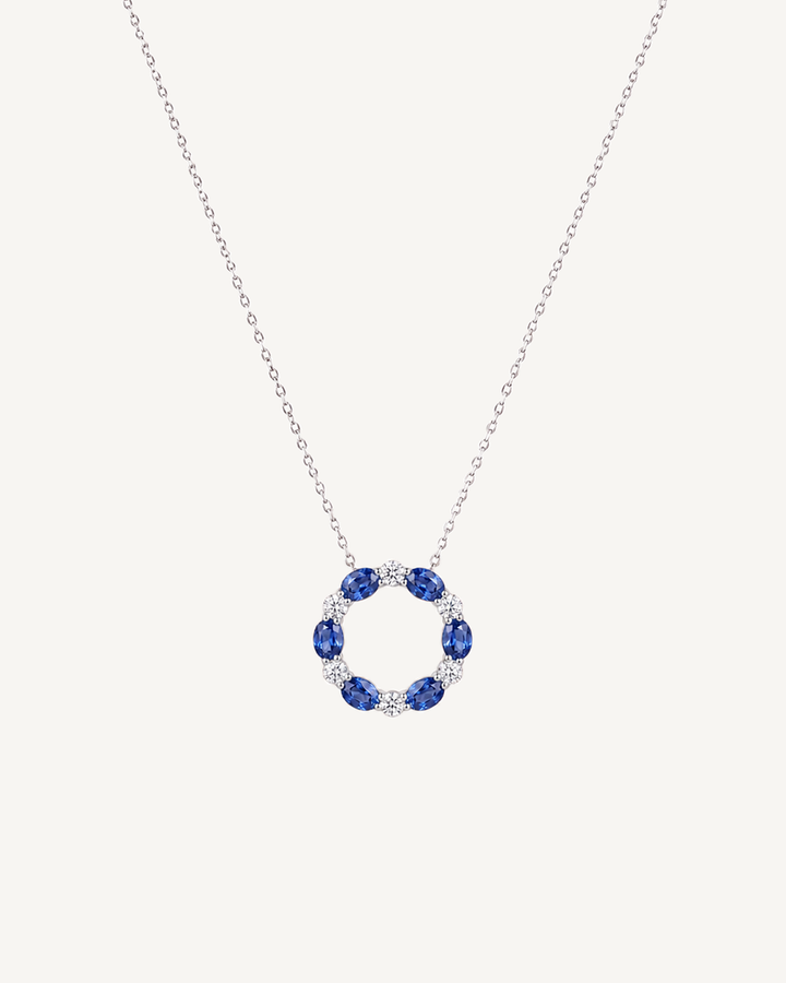Blue Circle Necklace product image on Oyster Silk background