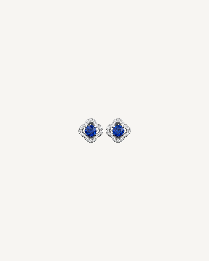 Blue Clover Studs product image on Oyster Silk background