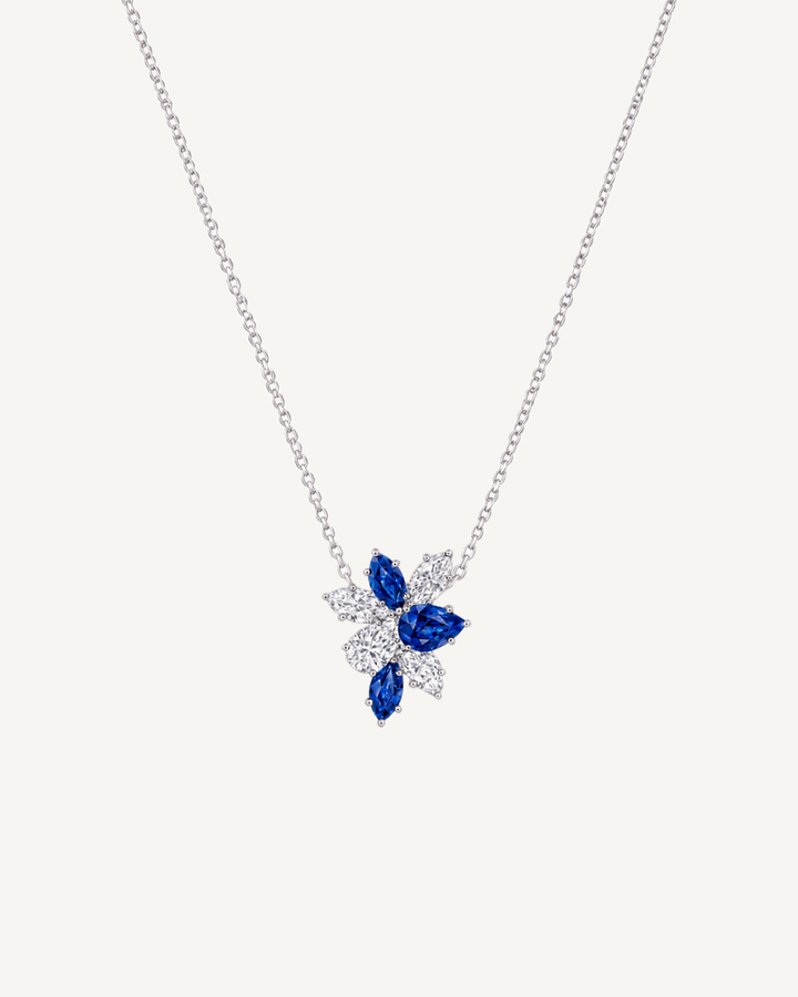 Blue Floral Necklace product image on Oyster Silk background