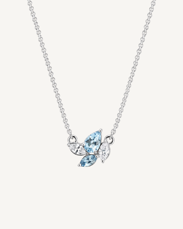Blue Leaf Necklace product image on Oyster Silk background