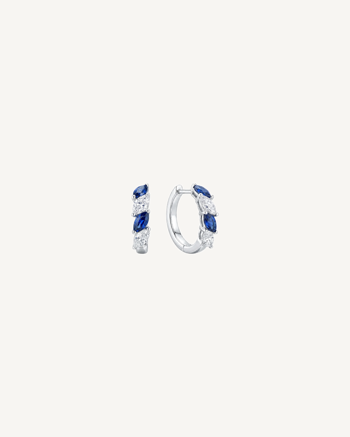 Blue Marquise Hoops product image on Oyster Silk background