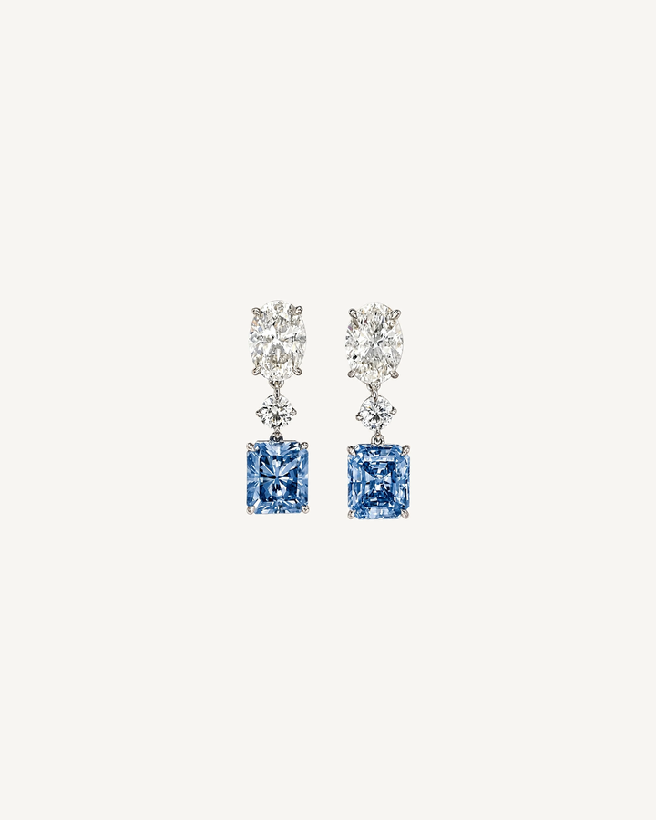 Blue Rectangle Drop Earrings product image on Oyster Silk background