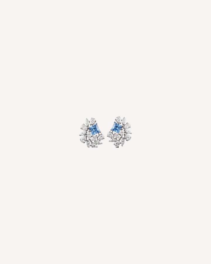Blue Square Cluster Studs product image on Oyster Silk background