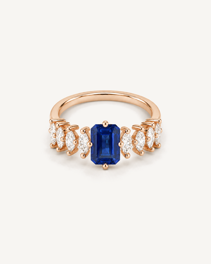 Blue Step-Cut Ring product image on Oyster Silk background