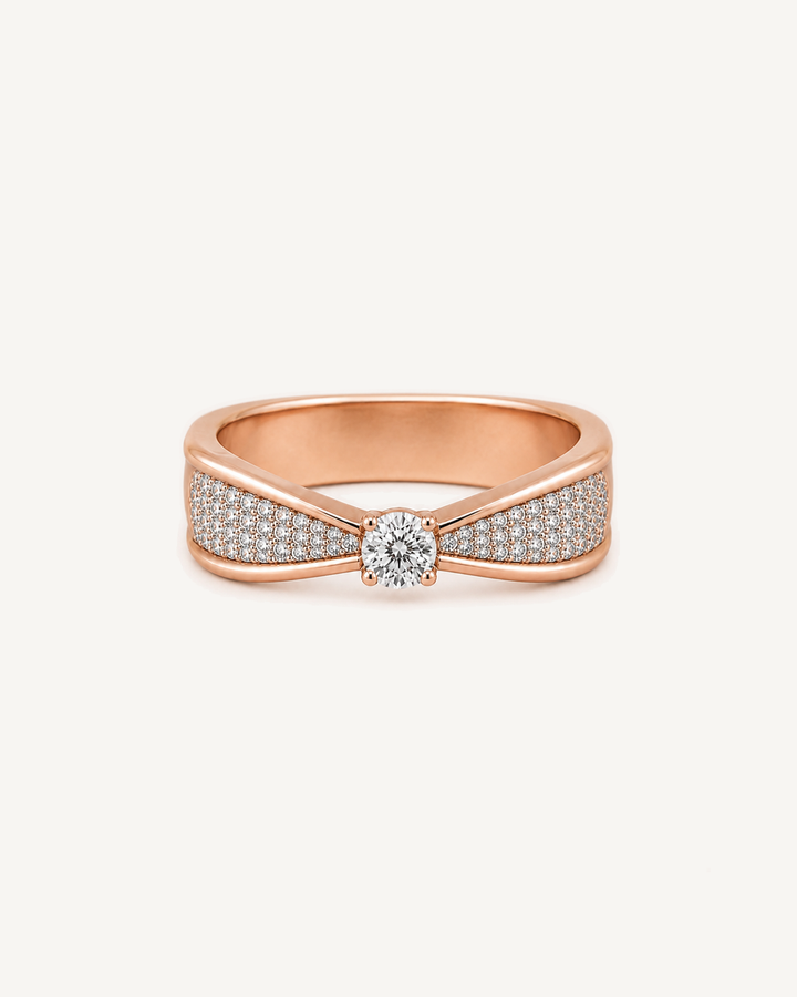 Bow Solitaire Ring product image on Oyster Silk background