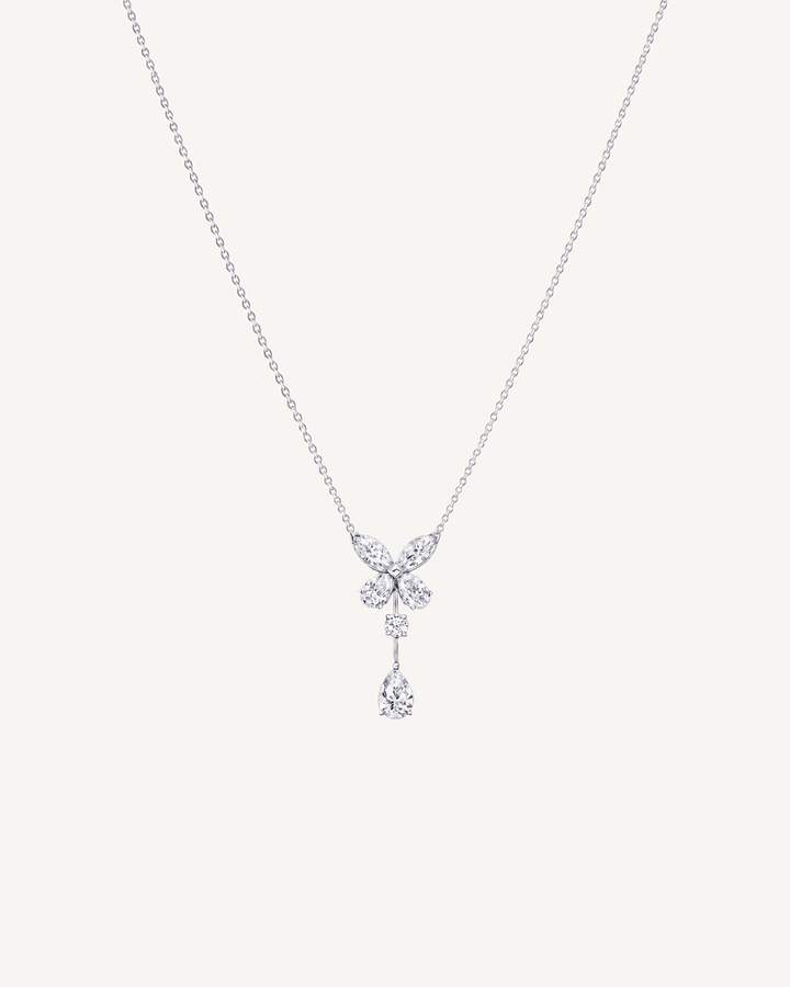 Butterfly Drop Necklace product image on Oyster Silk background