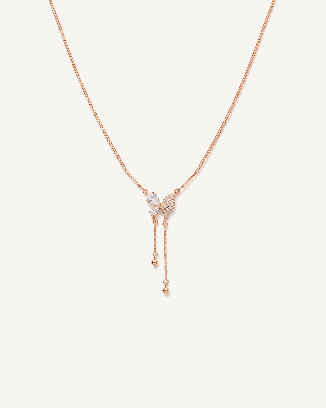 Butterfly Tassel Necklace product image on Oyster Silk background