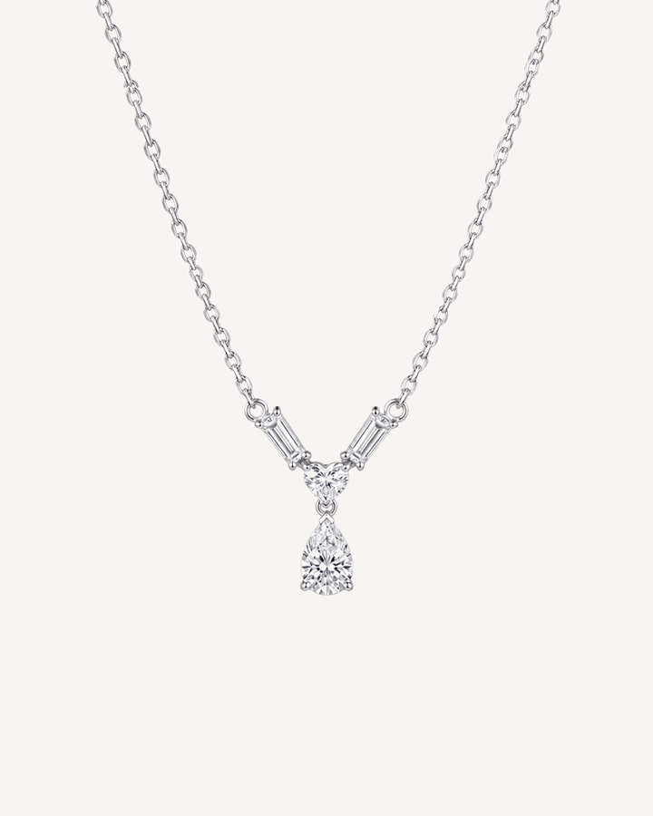 Chevron Pear Necklace product image on Oyster Silk background