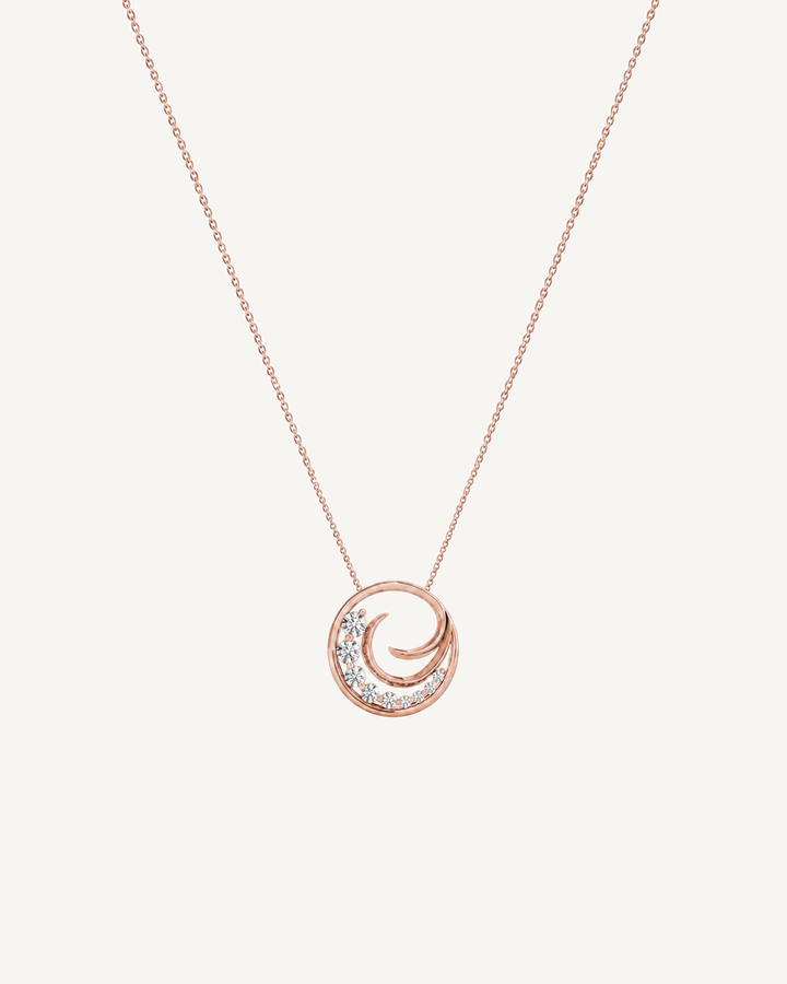 Crescent Circle Necklace product image on Oyster Silk background