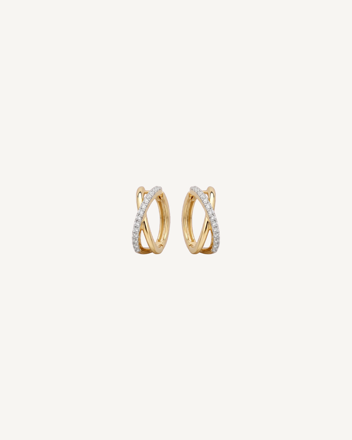 Crossing Pavé Hoops product image on Oyster Silk background