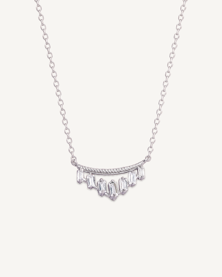 Curved Baguette Necklace product image on Oyster Silk background