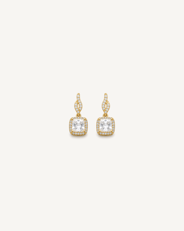 Curved Cushion Drop Earrings product image on Oyster Silk background