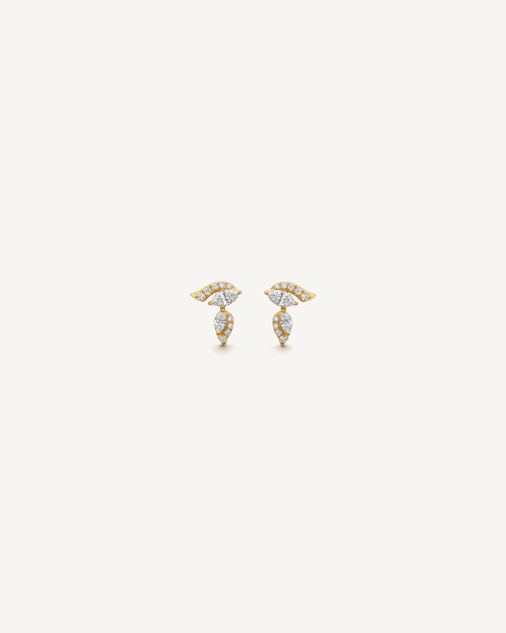 Curved Leaf Drop Earrings product image on Oyster Silk background