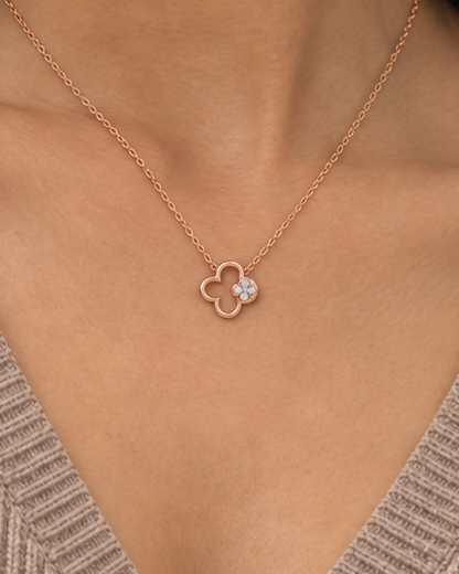 Double Clover Necklace — farther worn studio photograph