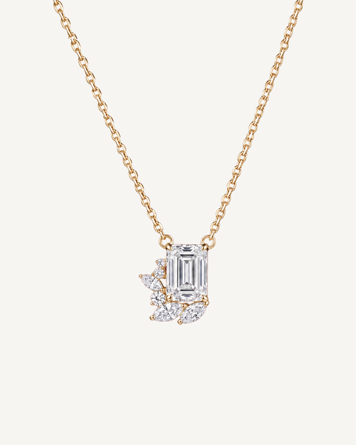 Emerald-Cut Leaf Necklace product image on Oyster Silk background