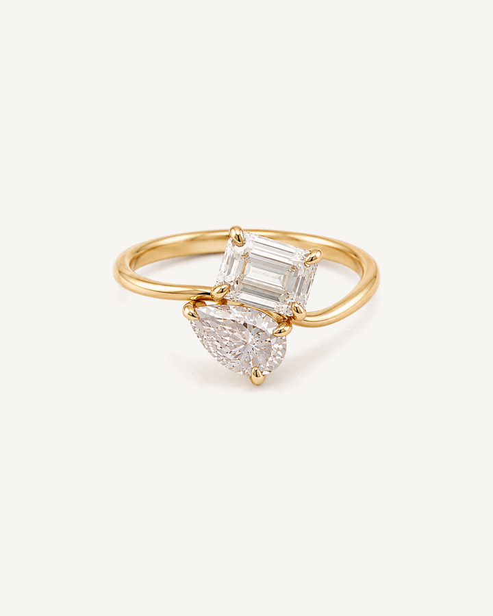 Emerald-Cut Pear Ring product image on Oyster Silk background